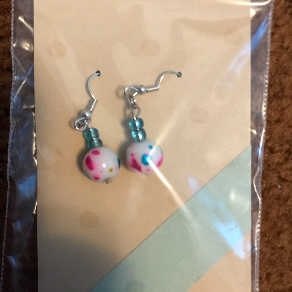 Womens and Girls Handmade Colorful Paint Splatter Earrings